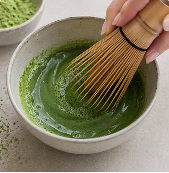 Whisk in the matcha